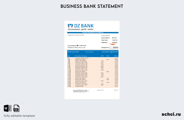 скачать цифровую версию заявления об организации DZ Bank в формате Word и PDF ша